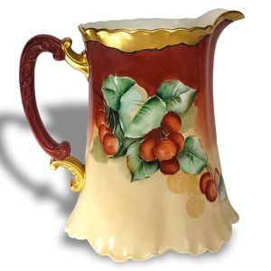 1930's Haviland Limoges China Plum Design Pitcher